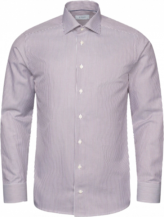 Eton - Rød Stribet Royal Twill Business Skjorte - Slim Fit - Rød