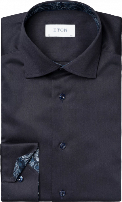 Eton - Navy Business Skjorte Med Blomster Effekt - Slim Fit - Navy