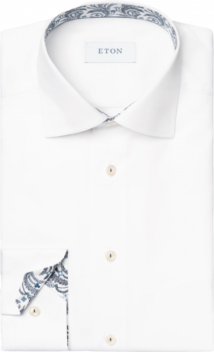 Eton - Hvid Business Skjorte Med Blomser Detaljer - Slim fit - Hvid