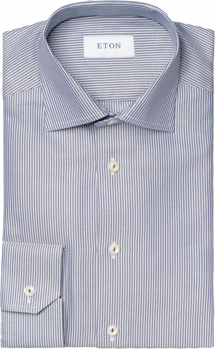 Eton - Mørkeblå Stribet Royal Twill Business Skjorte - Contemporary fit - Mørk blå